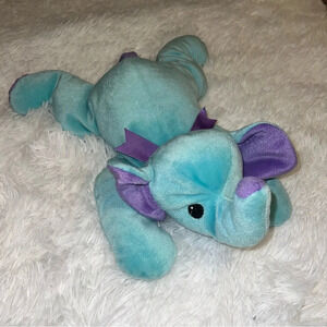 Ty Pillow Pals Squirt the Elephant Teal and Purple Plush Stuffed Animal